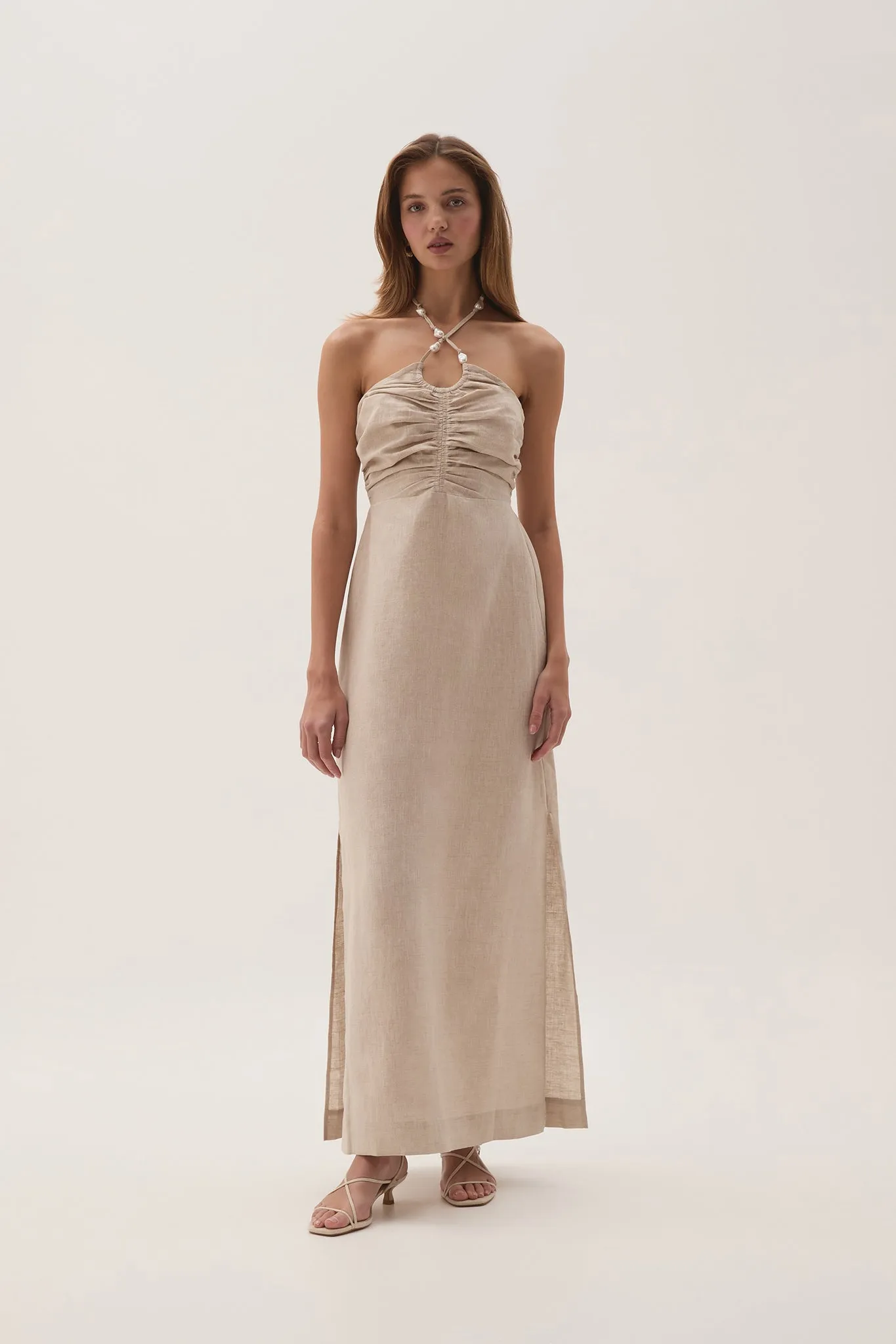 Akoya Ruched Midi Dress