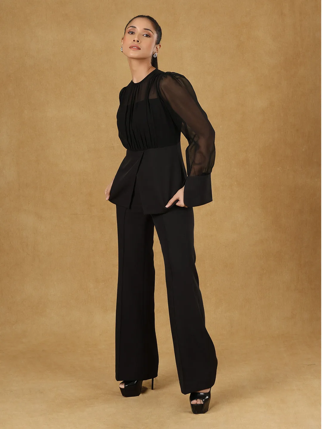 Black Solid Top With Trouser