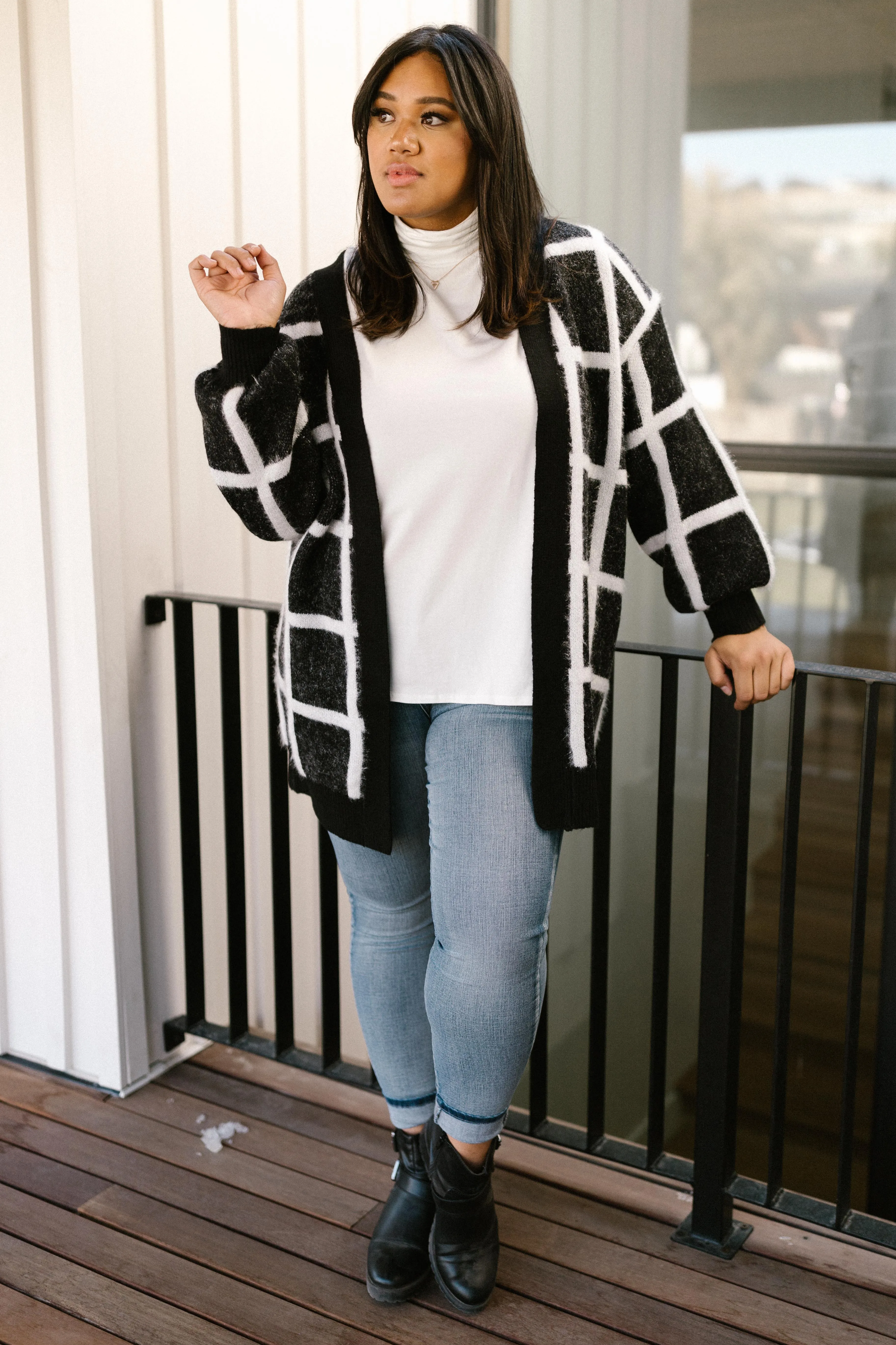 Bold Lines Cardigan in Black