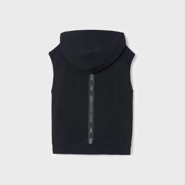 BOYS BLACK SLEEVELESS HOODIE