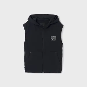 BOYS BLACK SLEEVELESS HOODIE