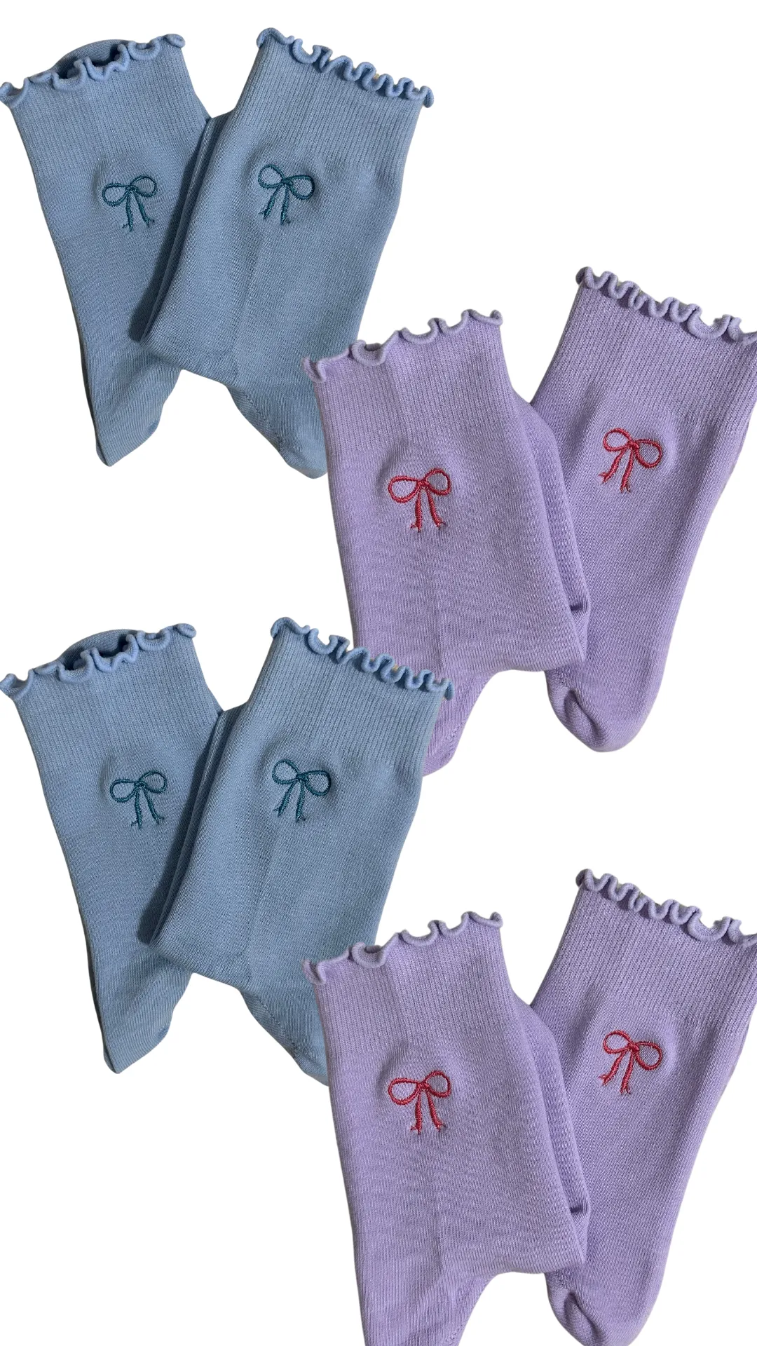 Custom Embordered Bow grip socks for Pilates, Yoga, Lagree or Barre