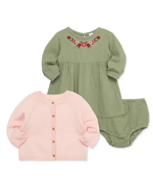 Embroidered Dress & Sweater Set (2T-4T)