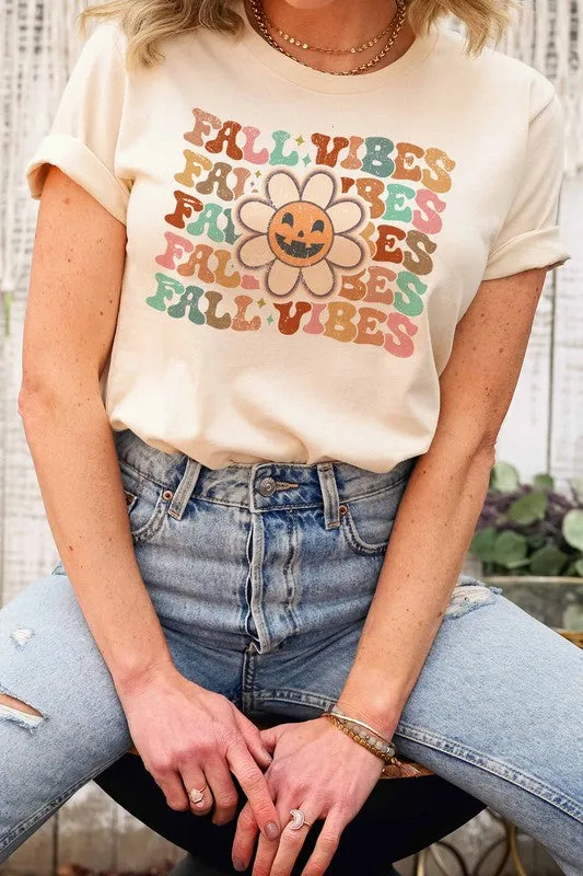 FALL VIBES FLOWER GRAPHIC TEE PLUS SIZE