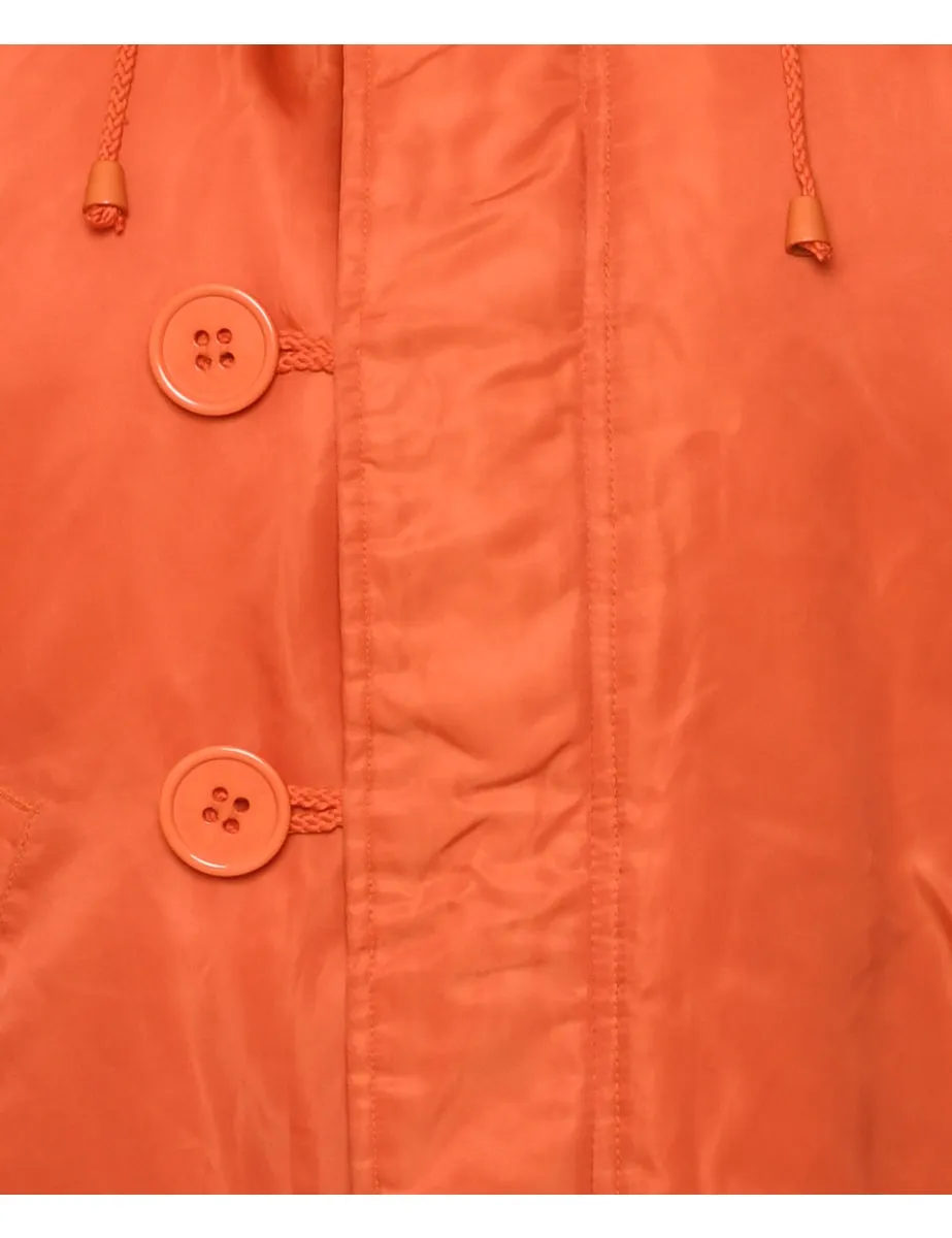 Faux Fur Trim Orange Ski Jacket - M