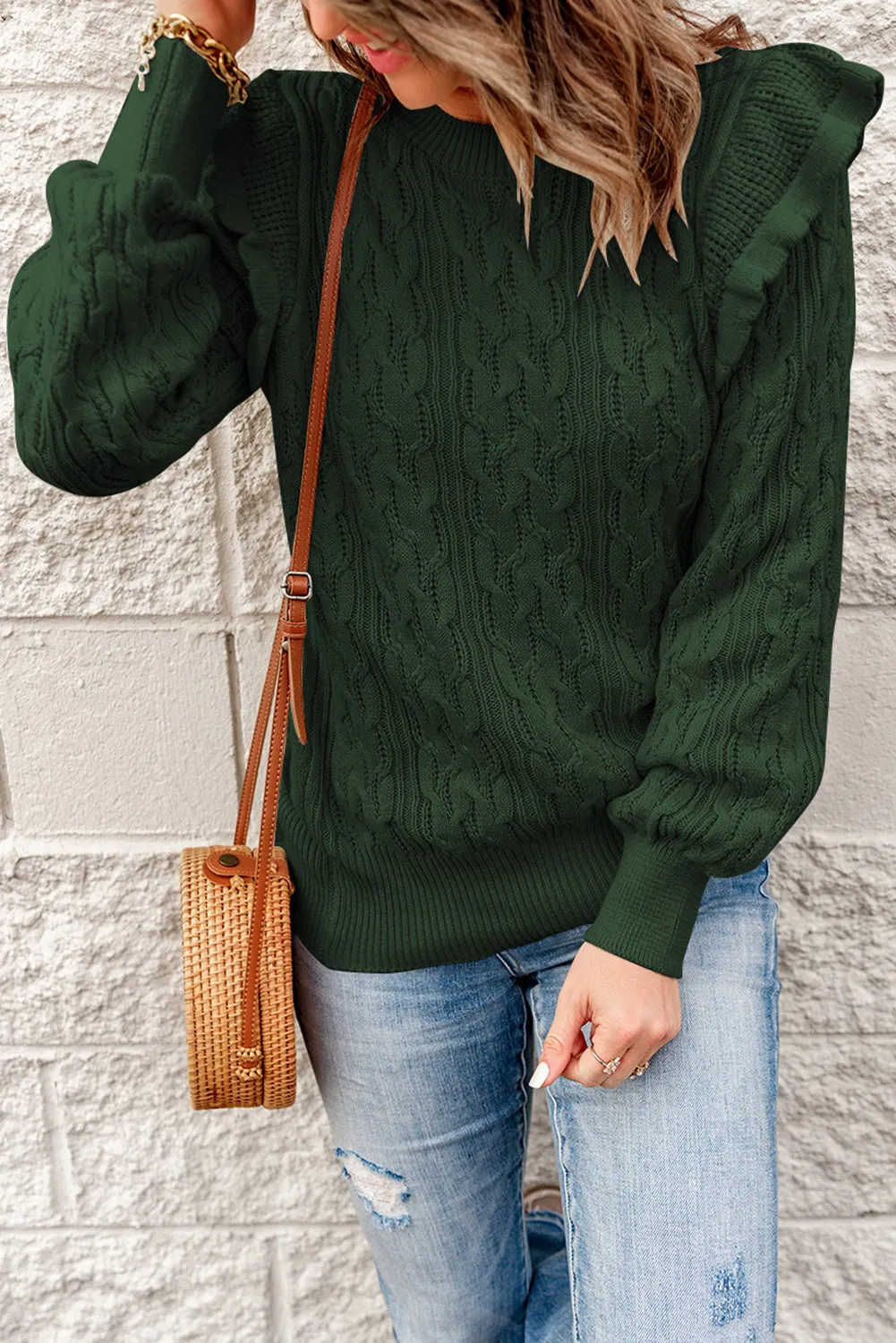 Green Cable Knit Sweater