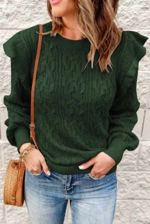 Green Cable Knit Sweater