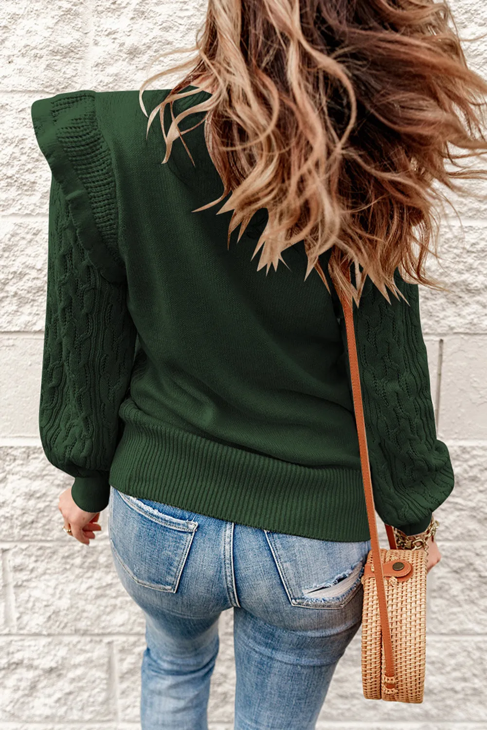 Green Cable Knit Sweater