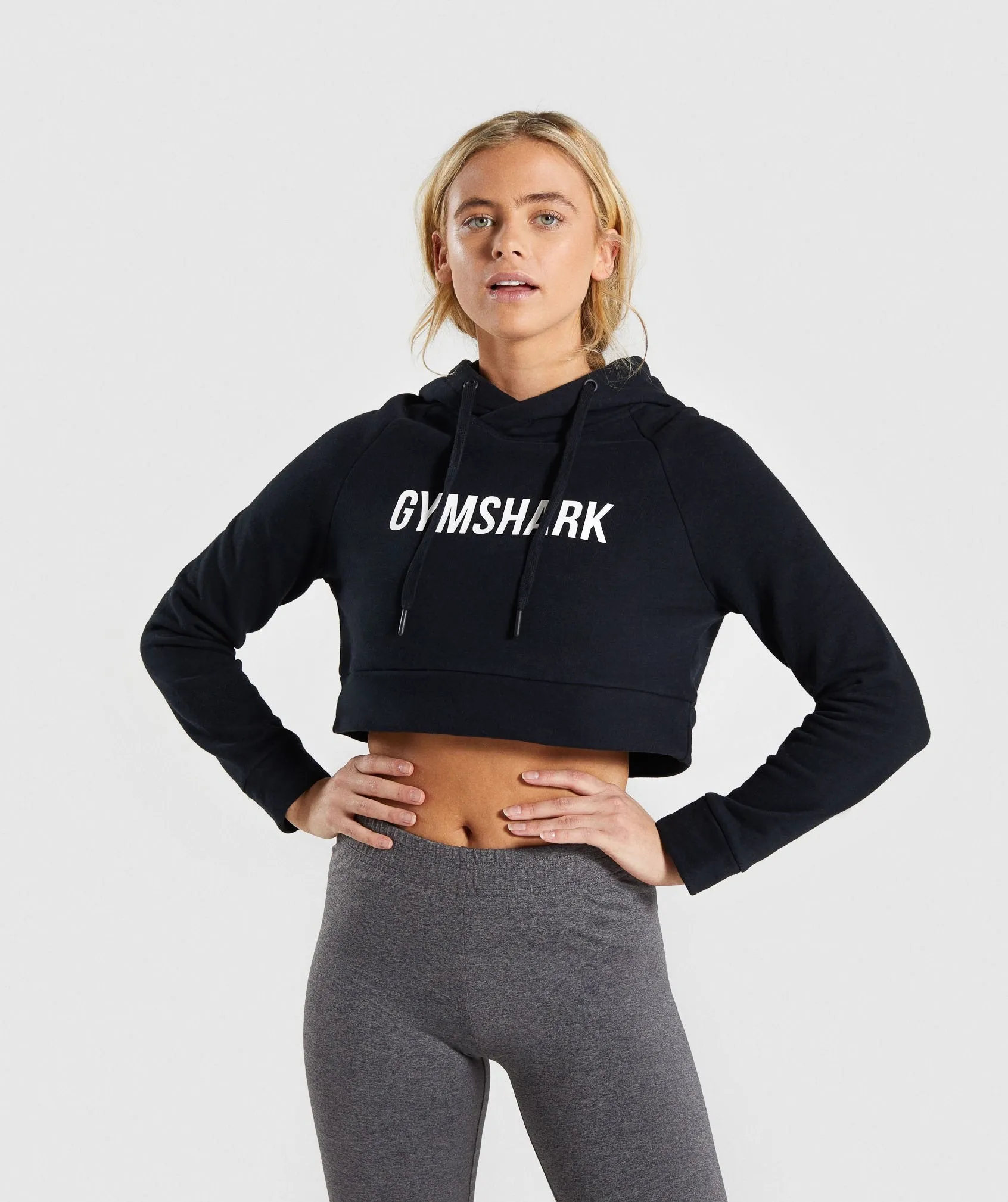 Gymshark Cropped Crest Hoodie - Black