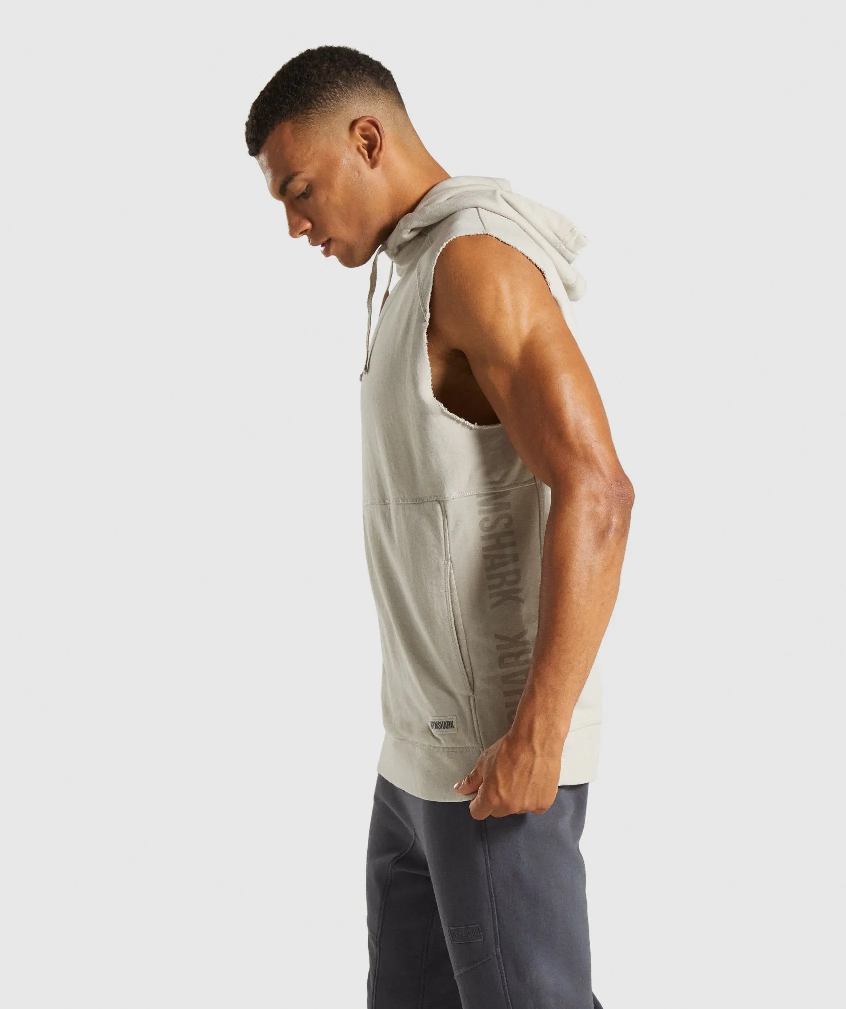 Gymshark Laundered Sleeveless Hoodie - Chalk Grey