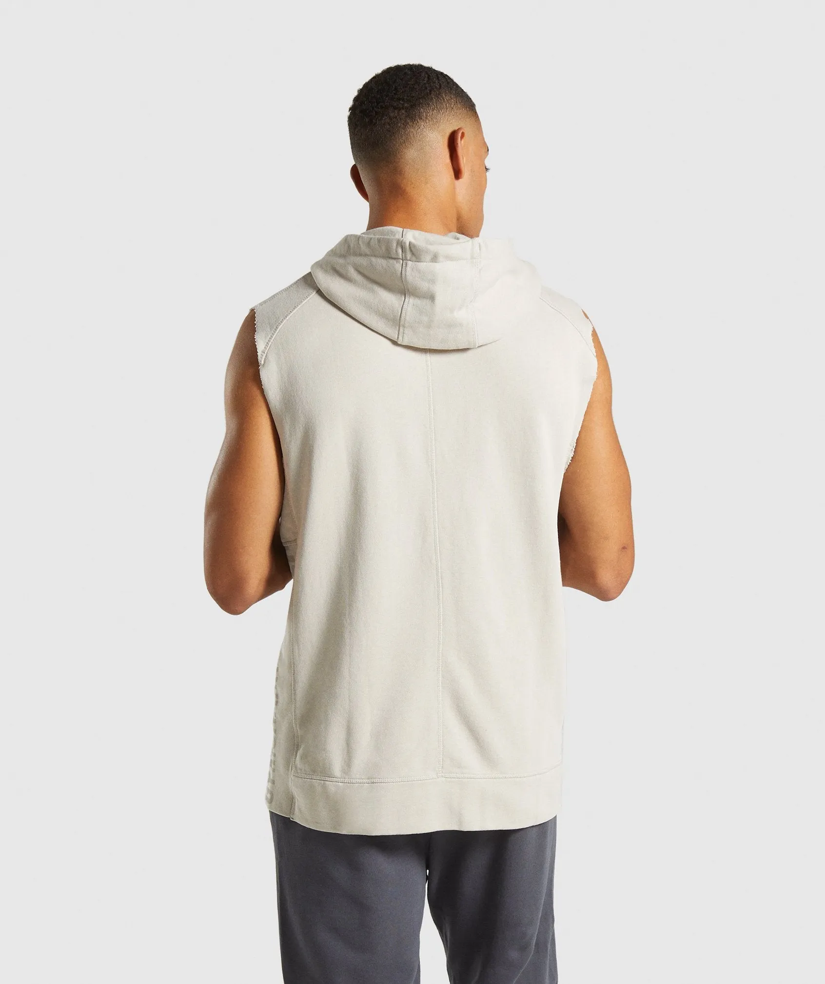 Gymshark Laundered Sleeveless Hoodie - Chalk Grey