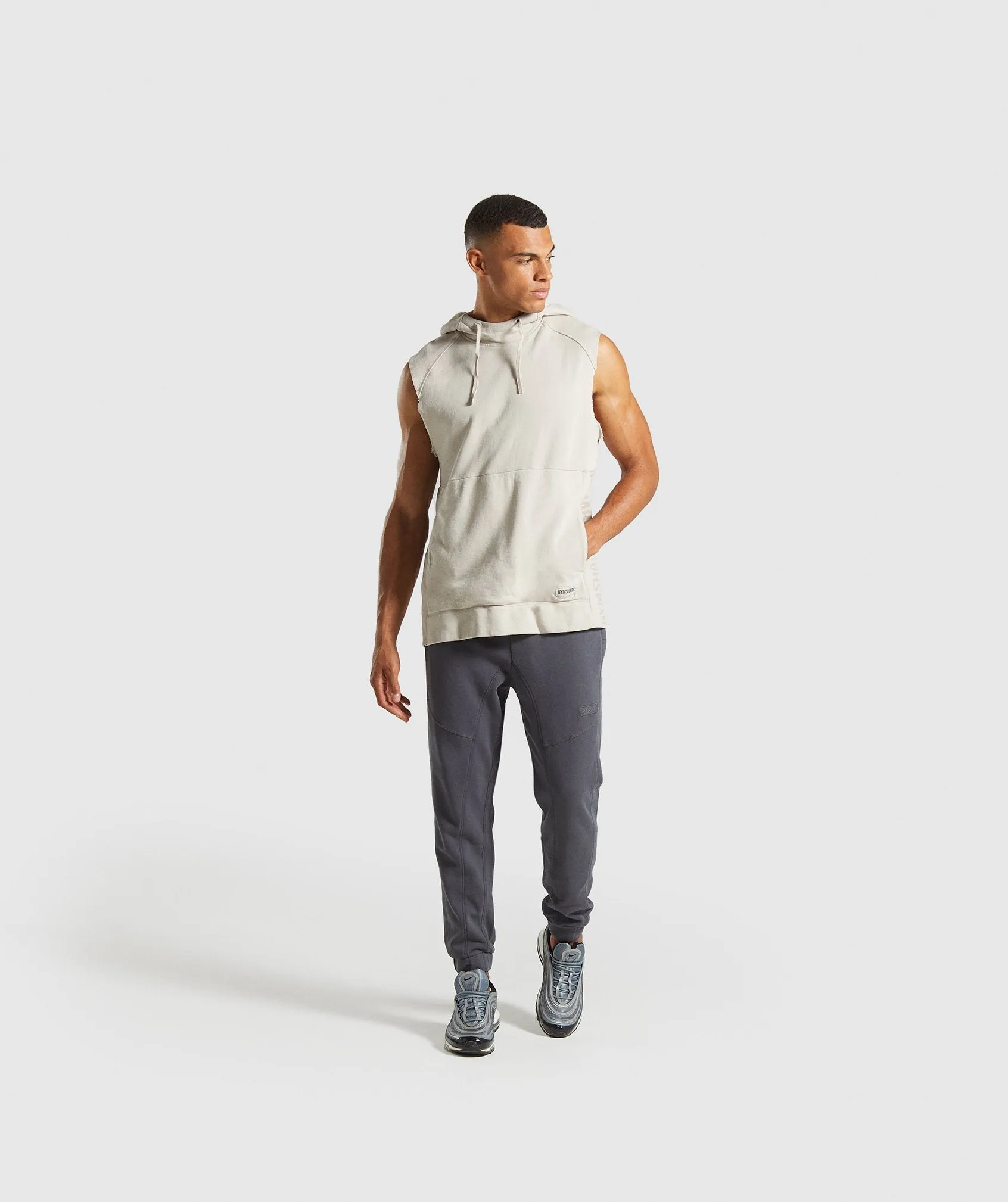 Gymshark Laundered Sleeveless Hoodie - Chalk Grey