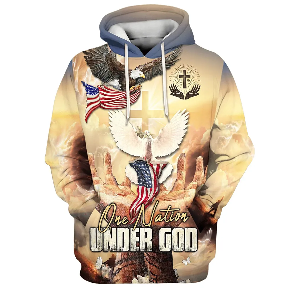 Hand Jesus One Nation Under God Hoodies Jesus Hoodie Men & Women Christian Hoodie 3D Printed Hoodie