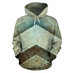 Hexagons and Paint Blobs - Green | Hoodie | Mandalazed