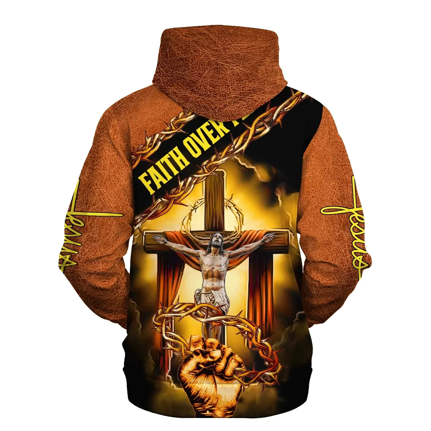 Jesus Crown Of Thorns Hoodie Faith Over Fear Hoodies Jesus Hoodie Men & Women Christian Hoodie 3D Printed Hoodie