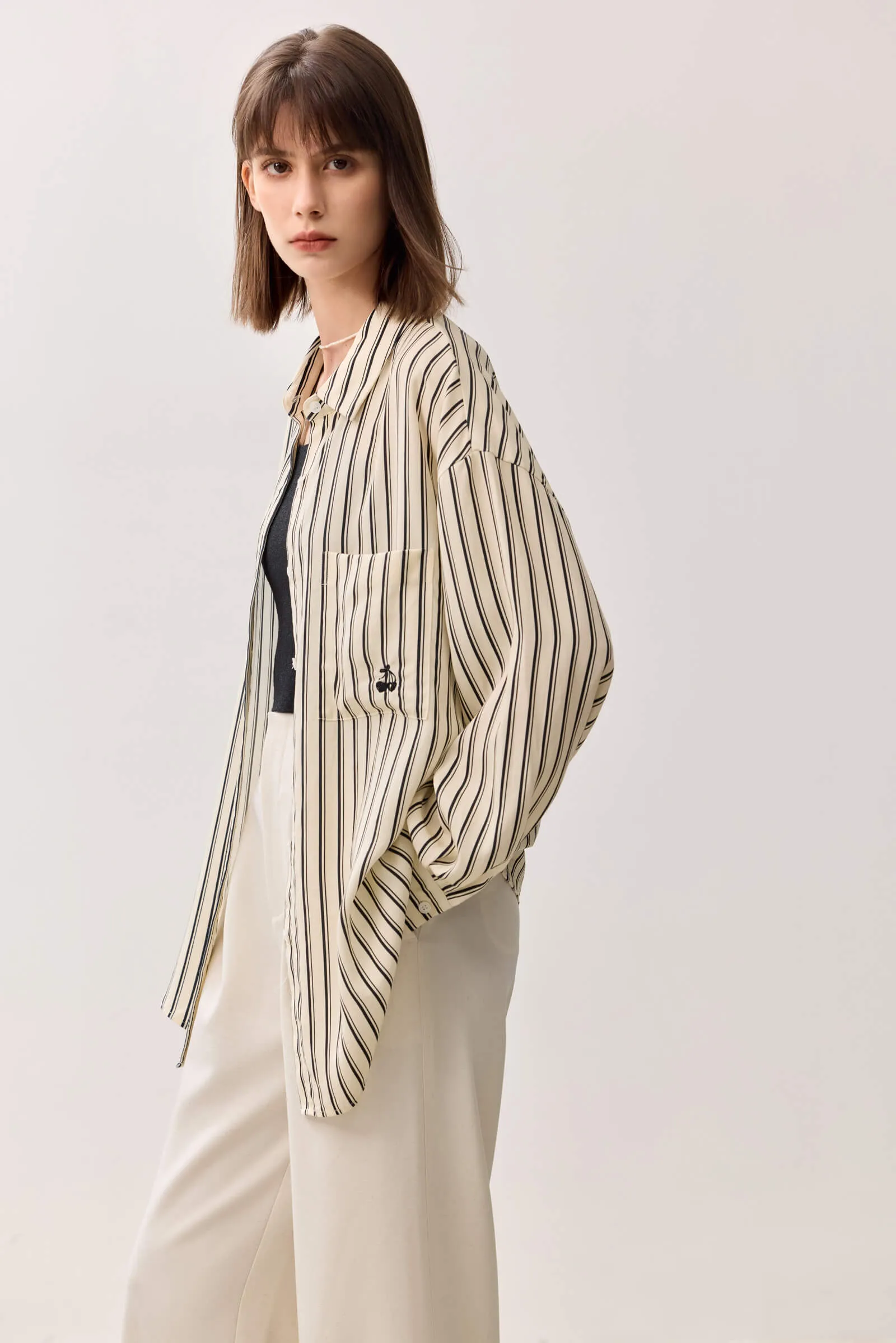 LILY Urban Lyocell Striped Shirt Jacket