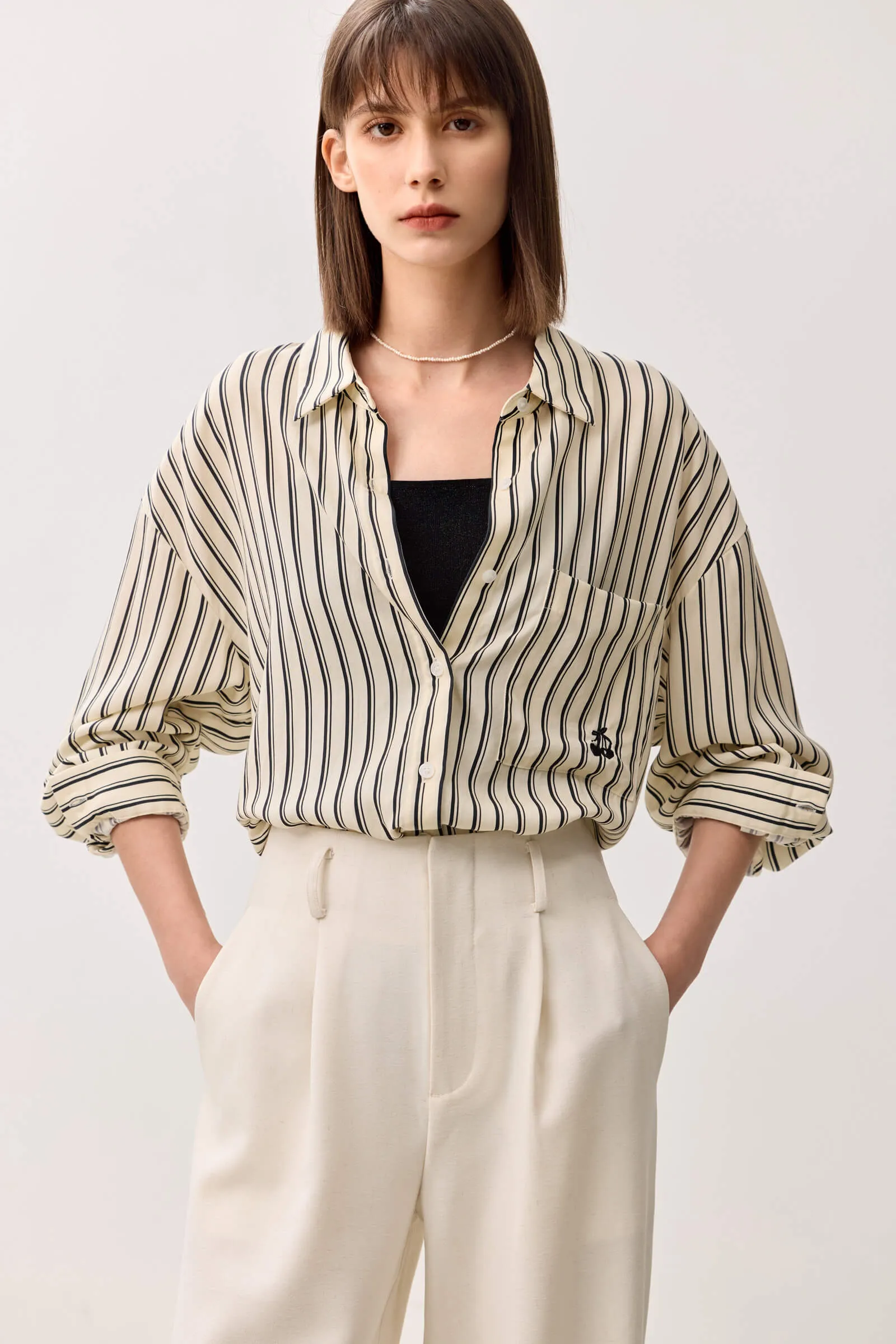 LILY Urban Lyocell Striped Shirt Jacket