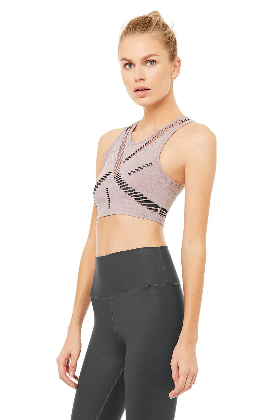 Line Crop Tank - Dusted Plum Heather