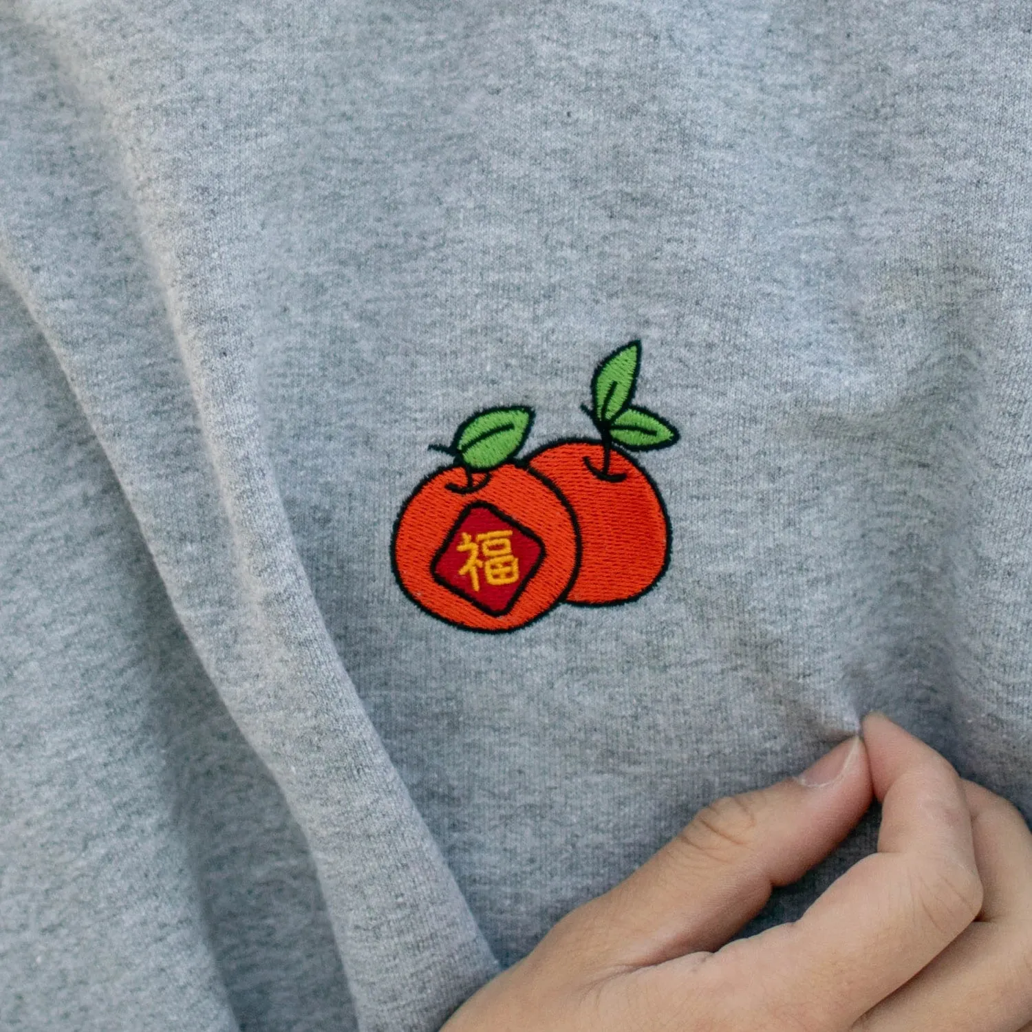 Mandarin Orange Embroidered Hoodie