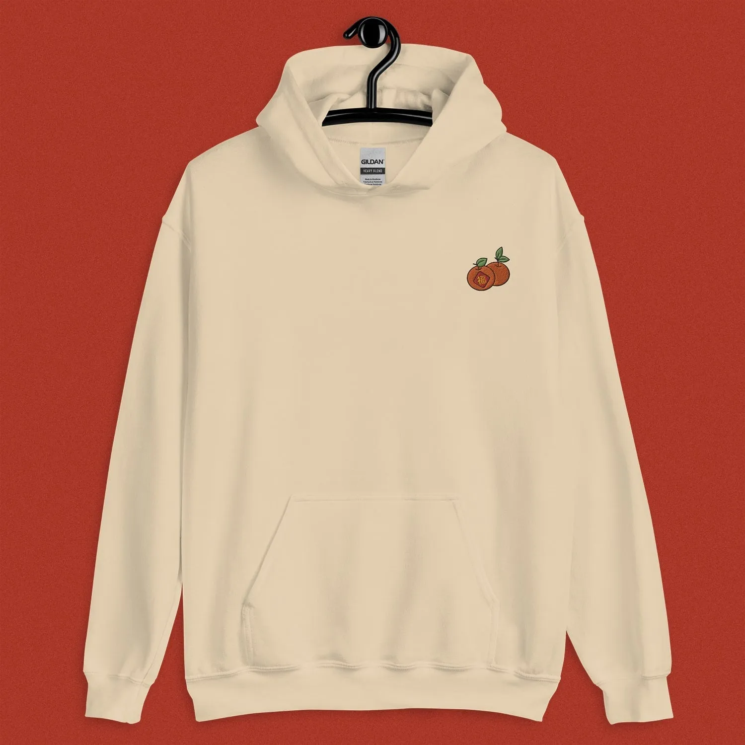 Mandarin Orange Embroidered Hoodie