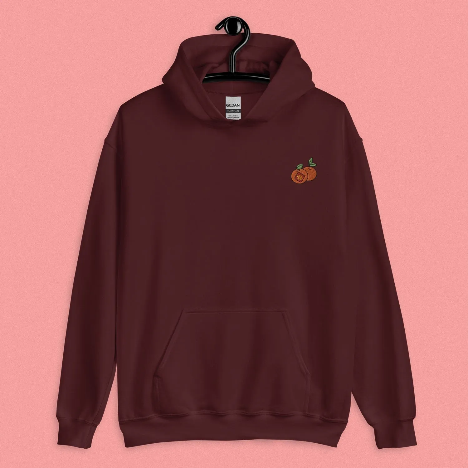 Mandarin Orange Embroidered Hoodie