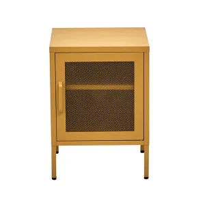 Mini Mesh Storage Cabinet Organizer Bedside Table Yellow