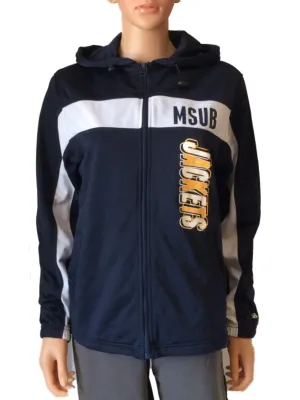 MSUB Jackets Badger Sport WOMENS Navy LS Full Zip Hoodie Jacket (M)