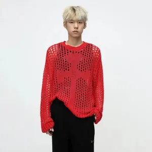 O-Neck Hollow Out Knitted Sweater