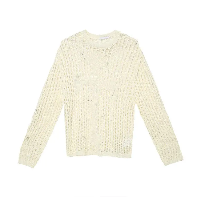 O-Neck Hollow Out Knitted Sweater