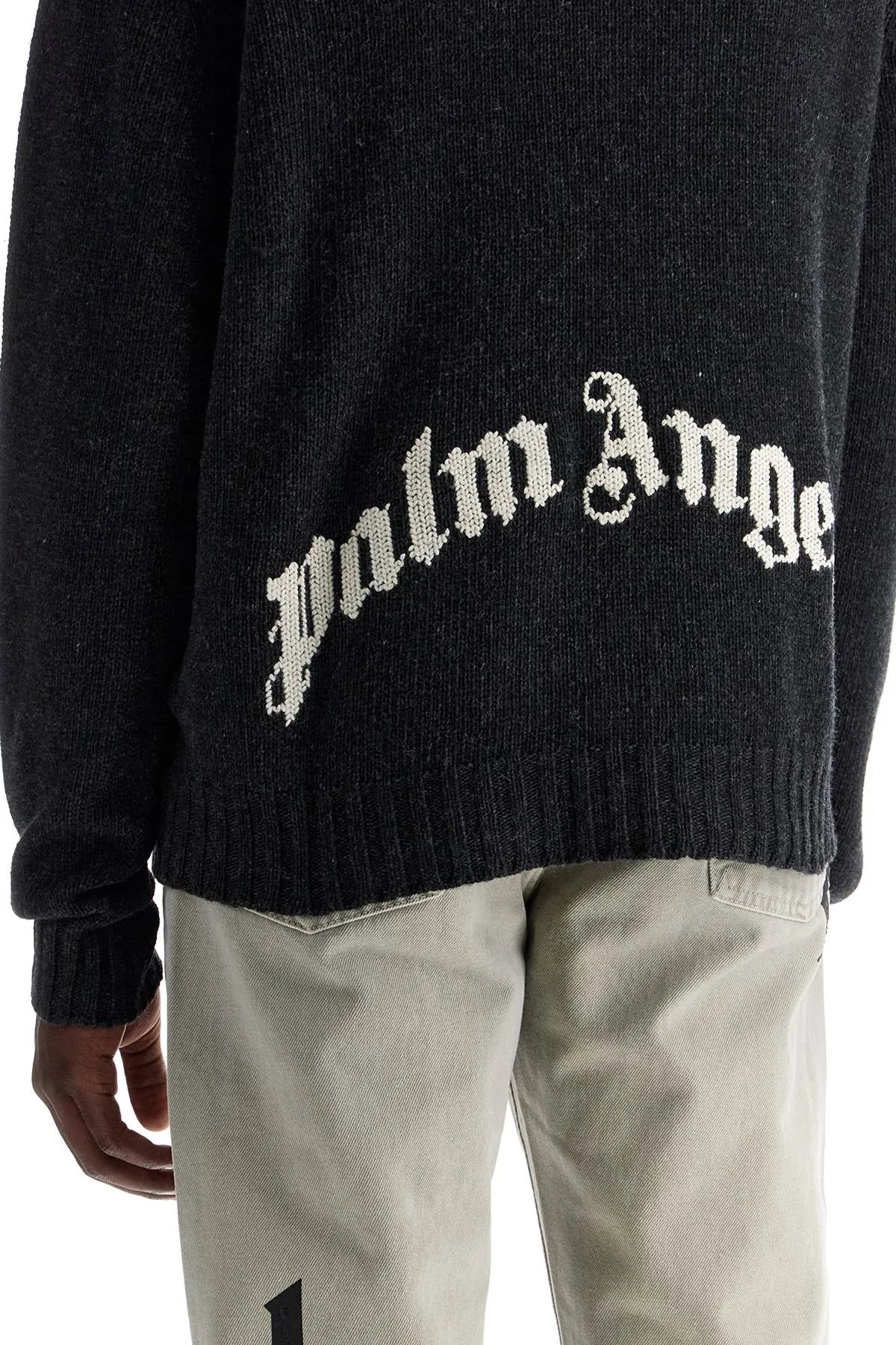 PALM ANGELS curved logo pullover sweater