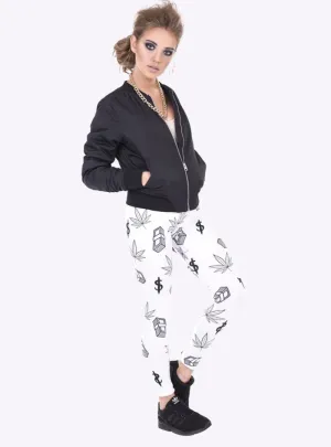 Regular Leggings (8-12 UK Size) - Weed and Money White