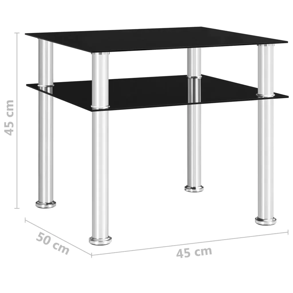 Side Table Black 45x50x45 cm Tempered Glass