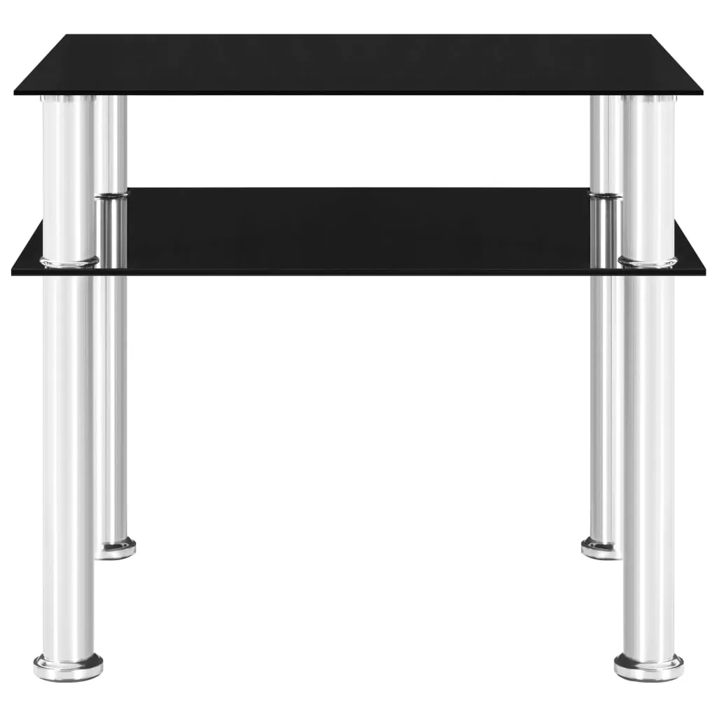 Side Table Black 45x50x45 cm Tempered Glass