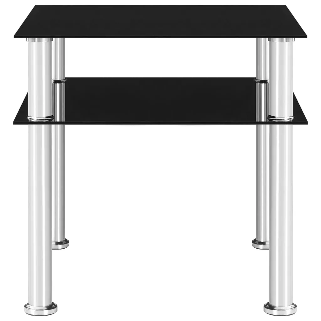 Side Table Black 45x50x45 cm Tempered Glass