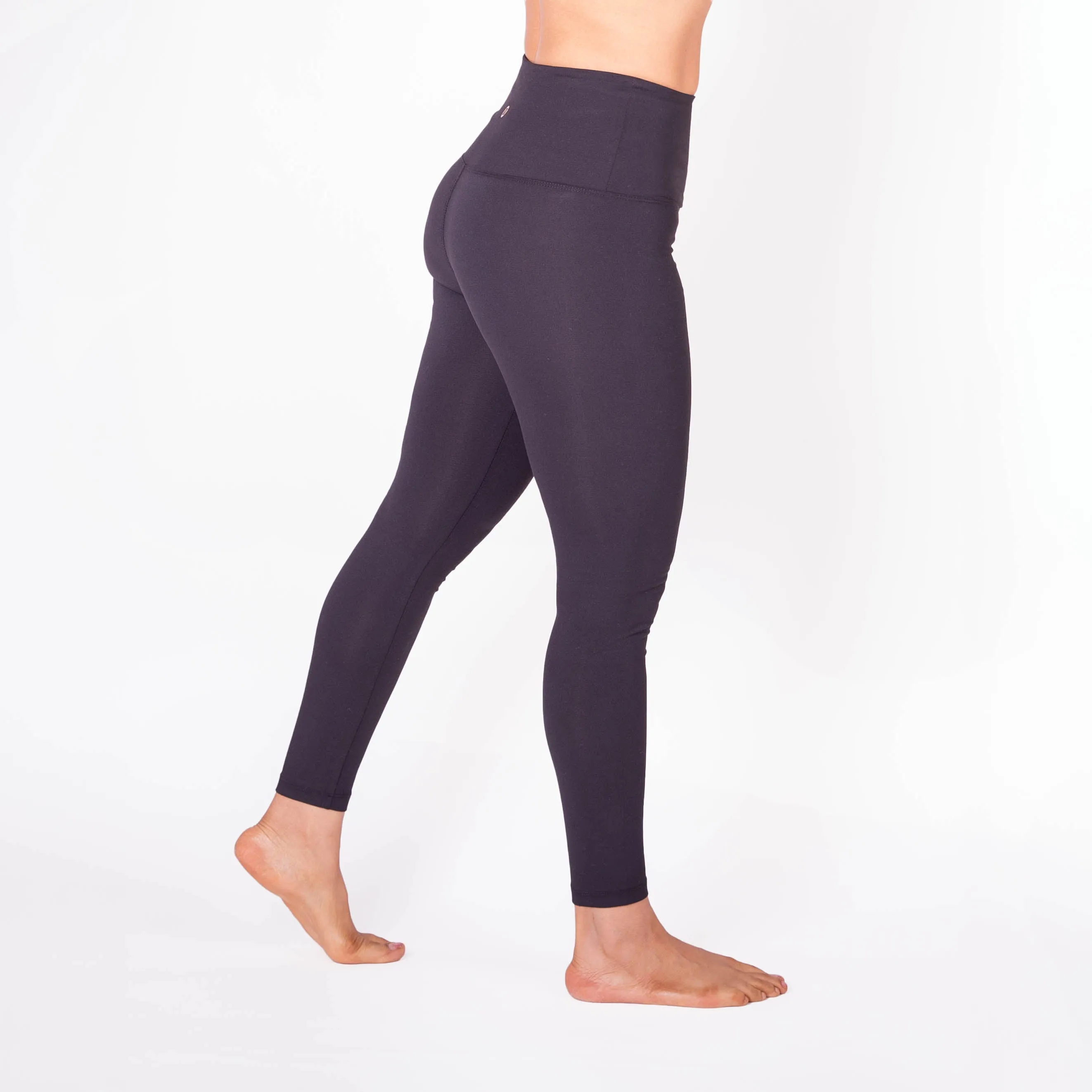 Solid Black High Waist Full Length Compression Leggings