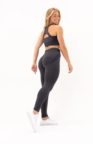 Tempo Seamless Scrunch Leggings & Sports Bra Set - Grey