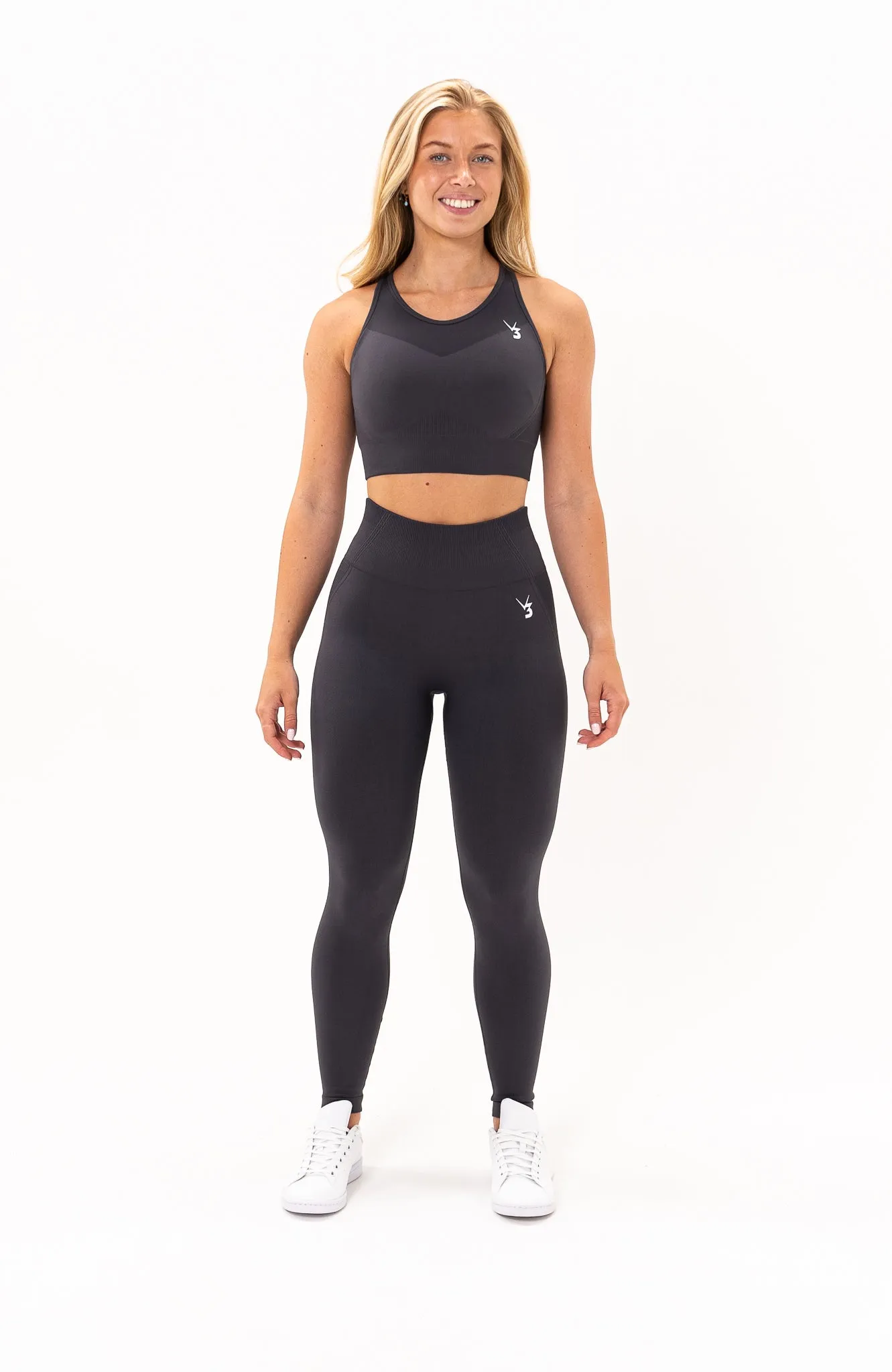 Tempo Seamless Scrunch Leggings & Sports Bra Set - Grey