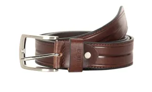 THE CLOWNFISH Men's Genuine Leather Belt with Textured/Embossed Design-Chocolate Brown (Size-36 inches)