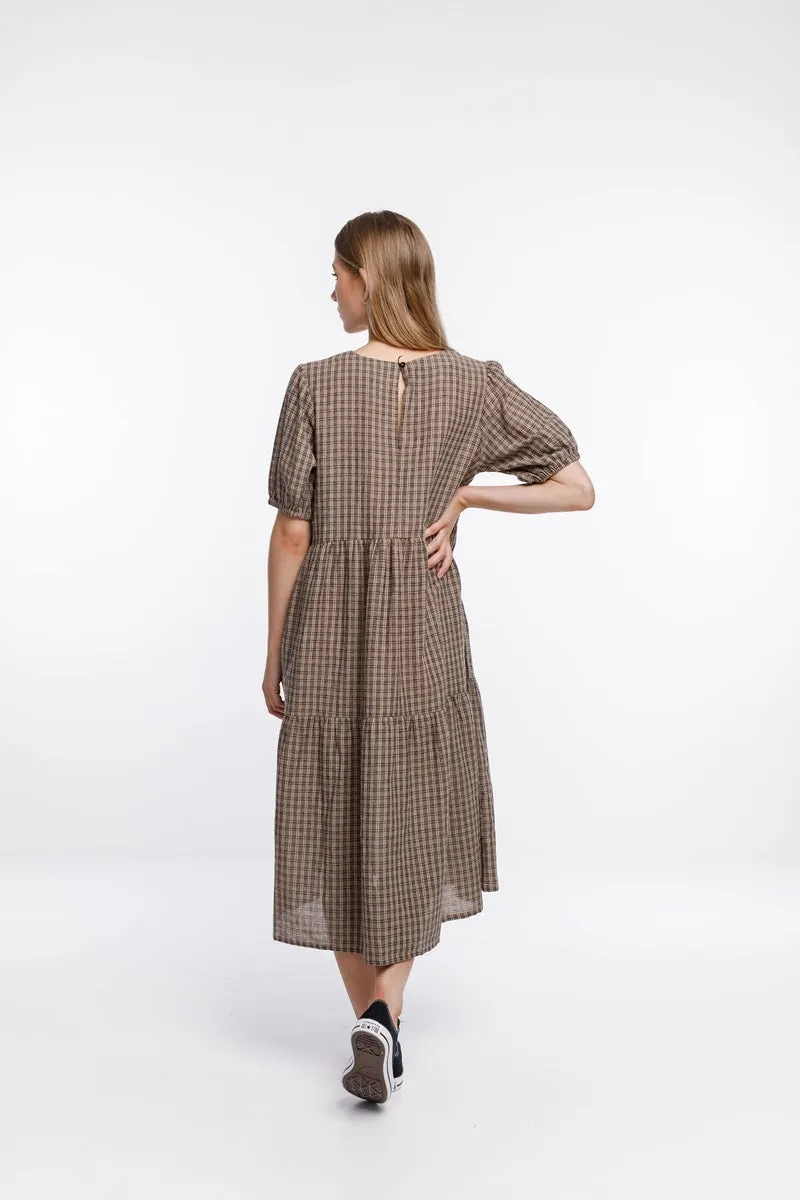 Thing Thing - Leah Dress - Taupe Check