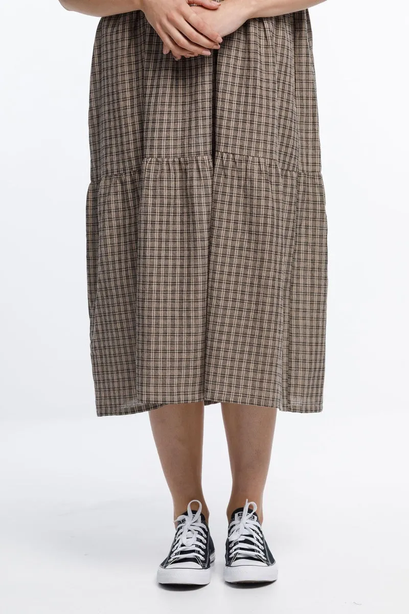 Thing Thing - Leah Dress - Taupe Check