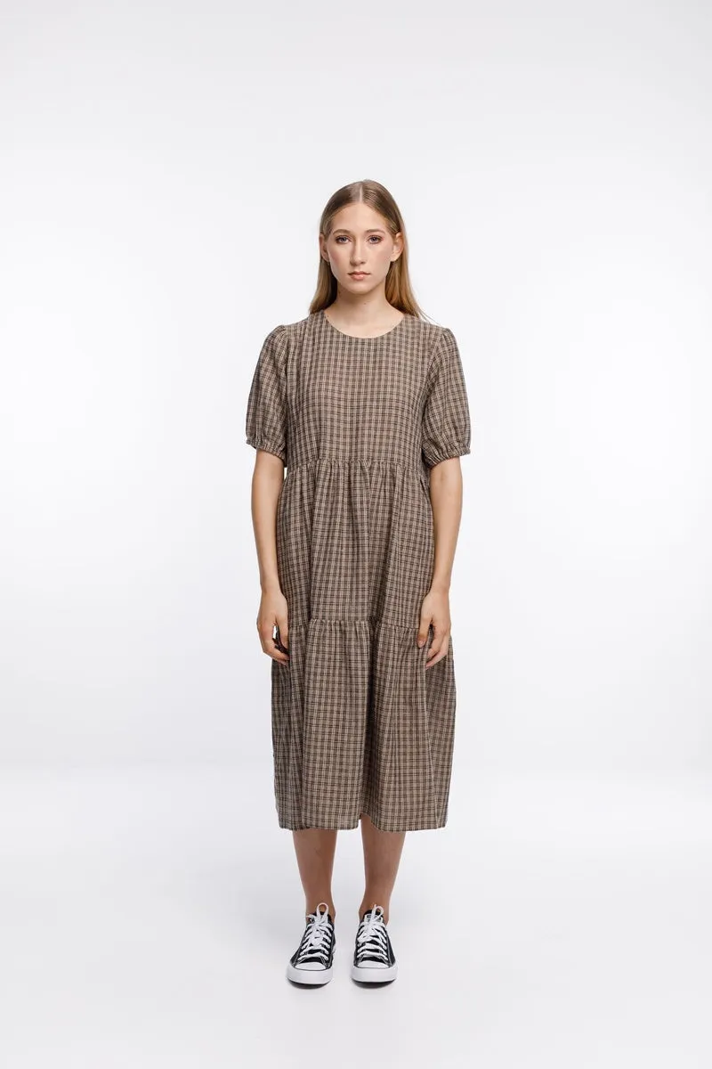 Thing Thing - Leah Dress - Taupe Check