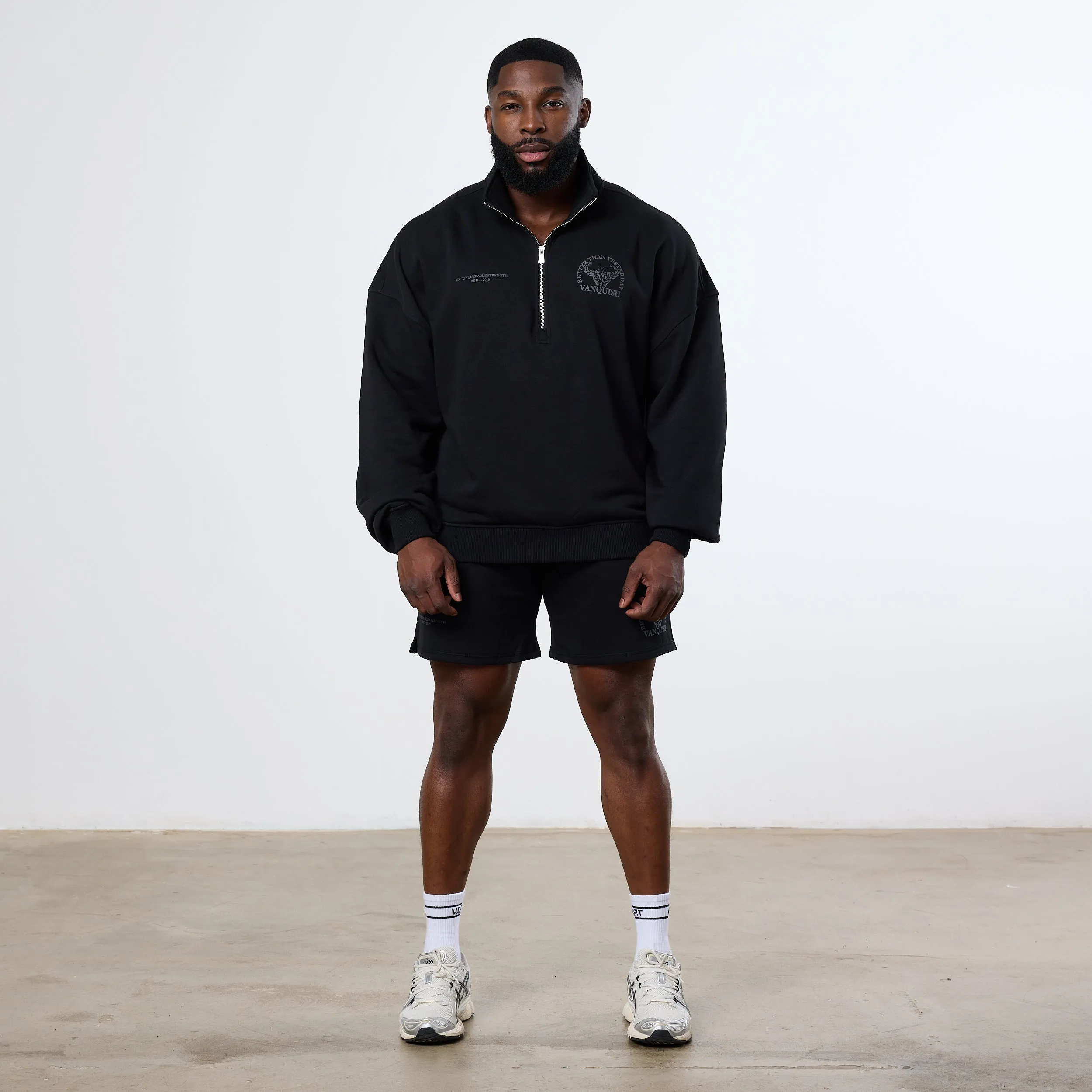 Vanquish Black Unconquerable Strength Quarter Zip Sweater