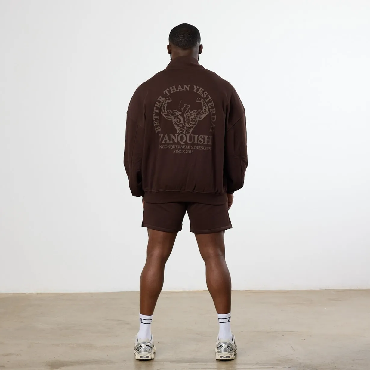 Vanquish Dark Brown Unconquerable Strength Quarter Zip Sweater