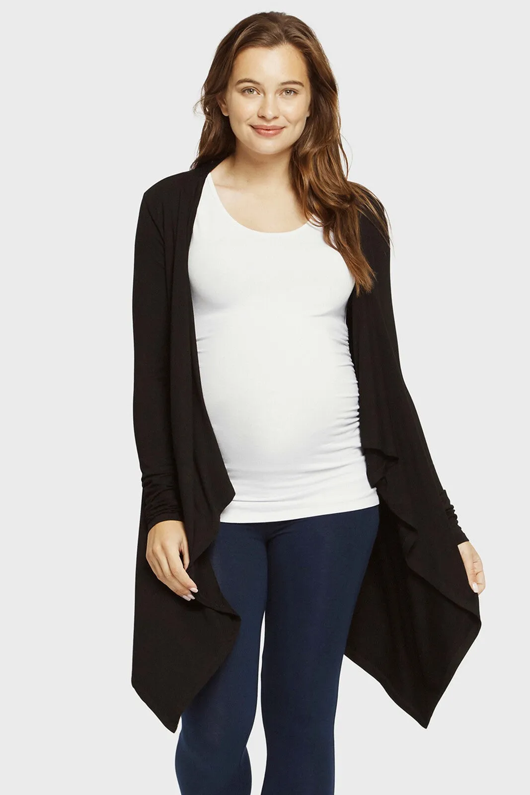 Waterfall Maternity Cardigan - Black